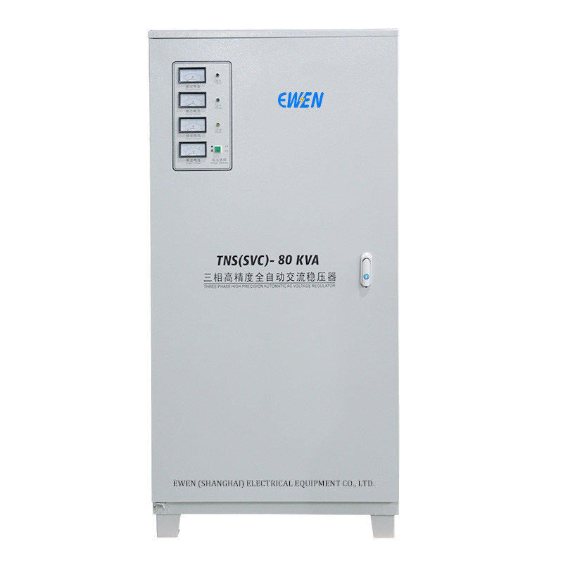 80KVA ثلاثة مراحل صناعية مستقر الجهد المتحكم في الجهد التلقائي 380VAC 400VAC مع محرك الخدمة